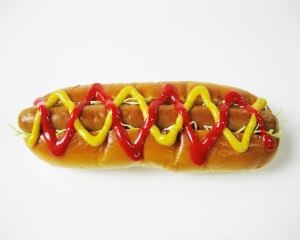 Hot dog with ketchup & mustard